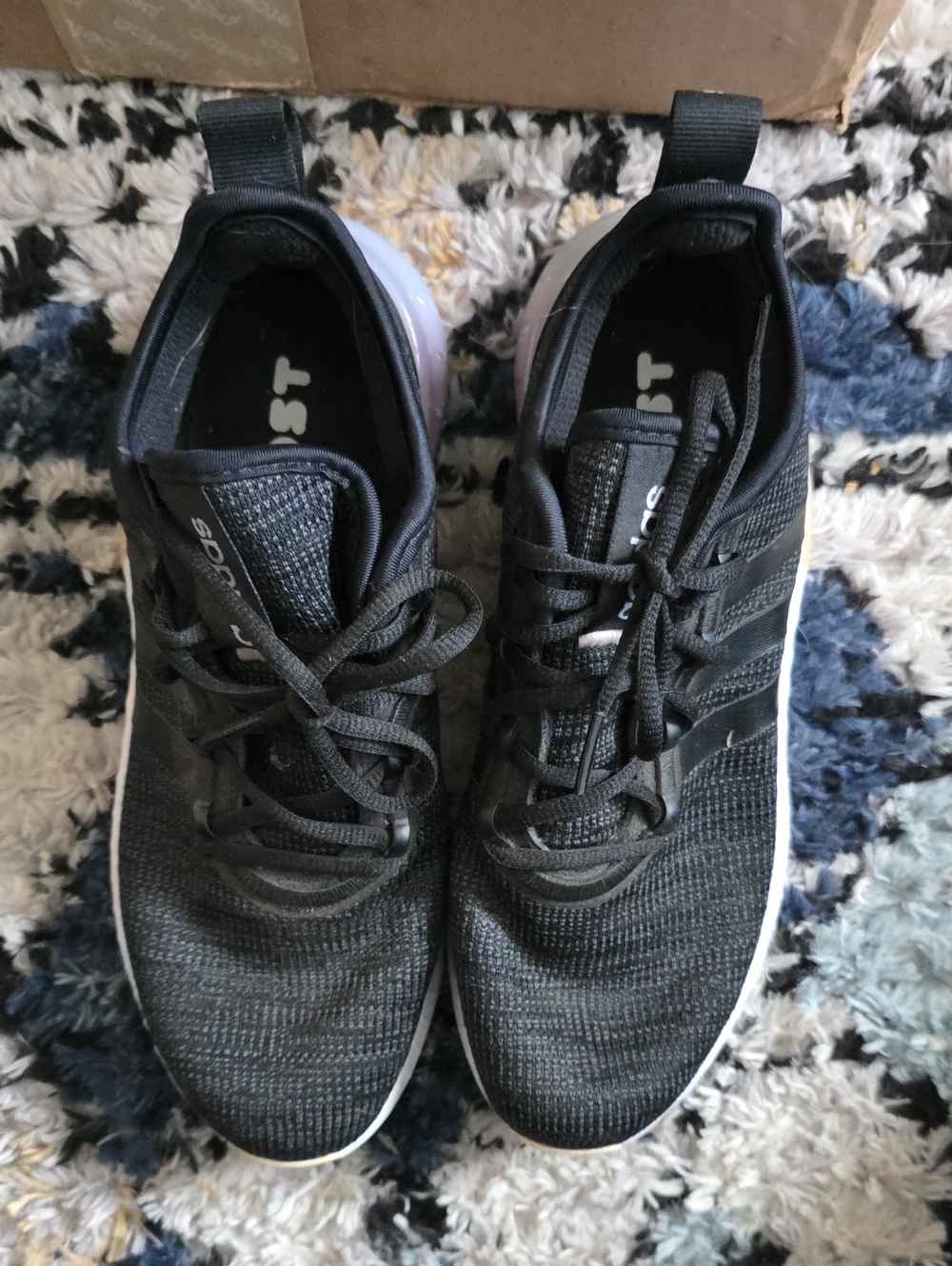 adidas Women's Black Athletic Running Shoes with White Midsole